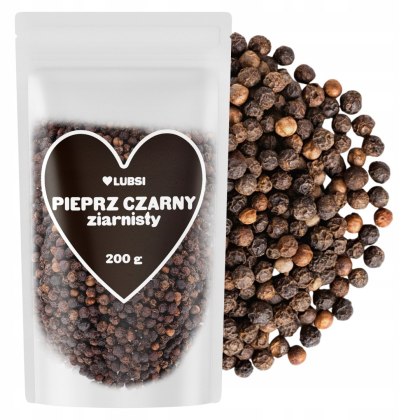 Pieprz czarny ziarnisty przyprawa 200g LUBSI naturalny aromatyczny ziarno
