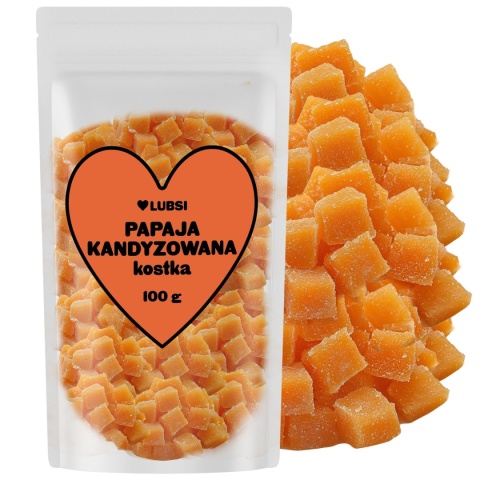 Papaja kandyzowana kostka 100g LUBSI papaja suszona w kostce przekąska