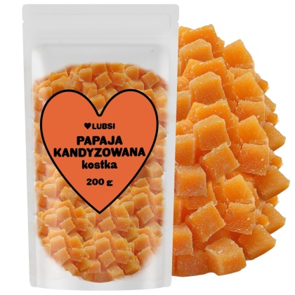 Papaja kandyzowana kostka 200g LUBSI papaja suszona w kostce przekąska
