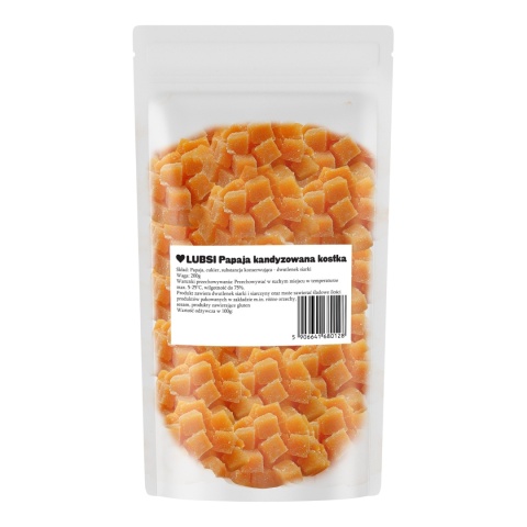 Papaja kandyzowana kostka 200g LUBSI papaja suszona w kostce przekąska