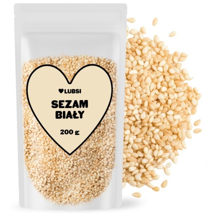 Sezam biały 200g LUBSI naturalny łuskany ziarno wysoka jakość doskonały
