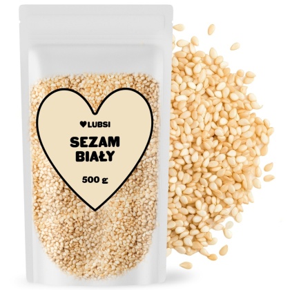 Sezam biały 500g LUBSI naturalny łuskany ziarno wysoka jakość doskonały