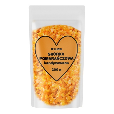 Skórka pomarańczowa kandyzowana 200g LUBSI włoska kostka z pomarańczy