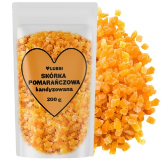 Skórka pomarańczowa kandyzowana 200g LUBSI włoska kostka z pomarańczy