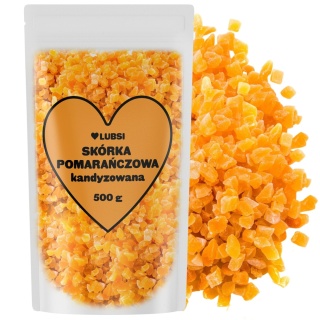 Skórka pomarańczowa kandyzowana 500g LUBSI włoska kostka z pomarańczy