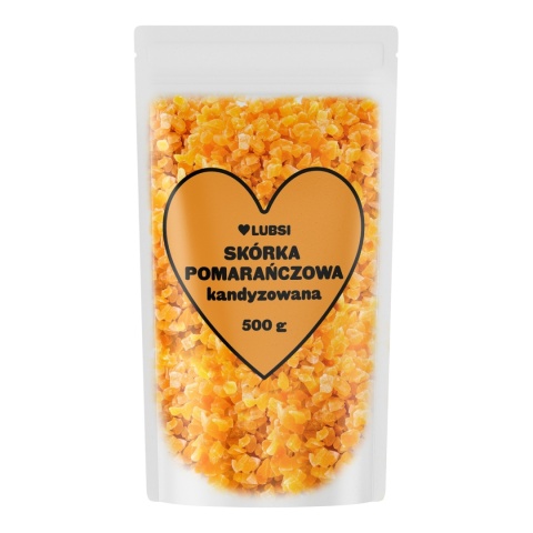 Skórka pomarańczowa kandyzowana 500g LUBSI włoska kostka z pomarańczy