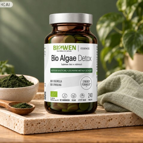 Biowen BIO Algae Detox Algi morskie spirulina chlorella 240 tabletek