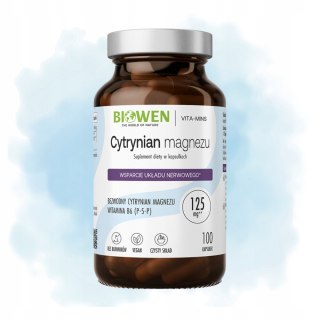 Biowen Cytrynian magnezu 825 mg z witaminą B6 100 kapsułek Suplement diety