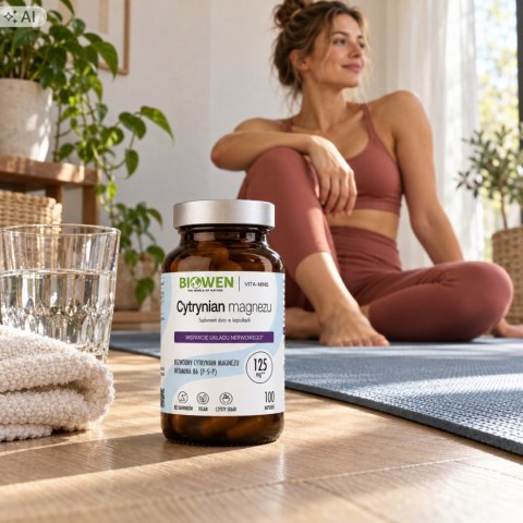 Biowen Cytrynian magnezu 825 mg z witaminą B6 100 kapsułek Suplement diety