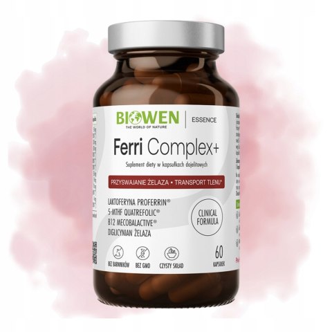 Biowen FerriComplex+ 60 kapsułek Żelazo, Wit. C, B12 Suplement diety