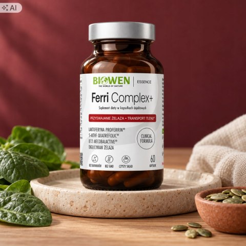 Biowen FerriComplex+ 60 kapsułek Żelazo, Wit. C, B12 Suplement diety