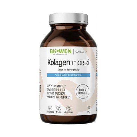 Biowen Kolagen Morski 225 g z dorsza na stawy 3 Peptydy proszek Suplement