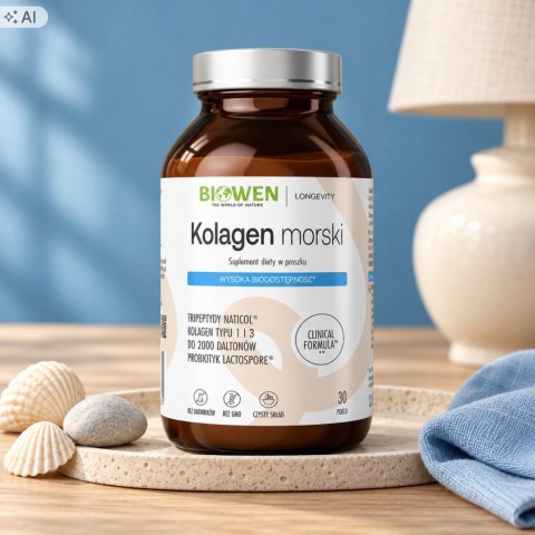 Biowen Kolagen Morski 225 g z dorsza na stawy 3 Peptydy proszek Suplement