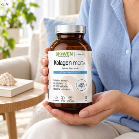 Biowen Kolagen Morski 225 g z dorsza na stawy 3 Peptydy proszek Suplement