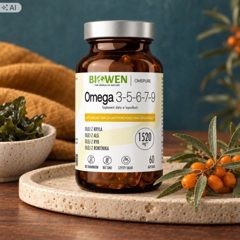 Biowen Kwasy Omega 3-5-6-7-9 60 kapsułek Suplement Diety