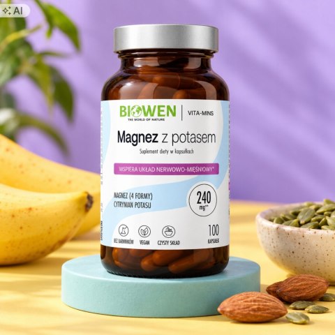 Biowen Magnez z Potasem 100 kapsułek Suplement Diety