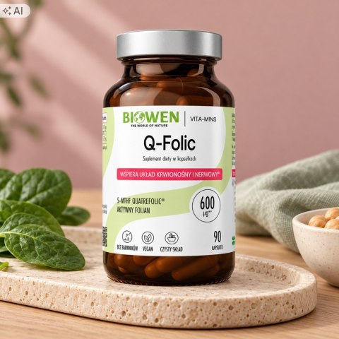 Biowen Q-folic metylowany kwas foliowy 90 kapsułek Suplement Diety
