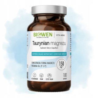 Biowen Taurynian magnezu z witaminą B6 100 kapsułek Suplement diety