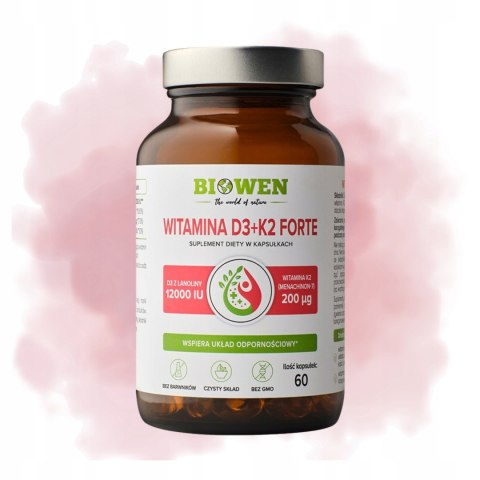 Biowen Witamina D3 + K2 Forte 12000 IU 60 kapsułek Suplement Diety