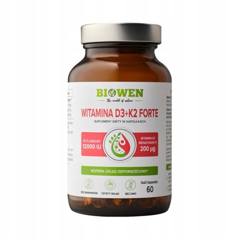 Biowen Witamina D3 + K2 Forte 12000 IU 60 kapsułek Suplement Diety