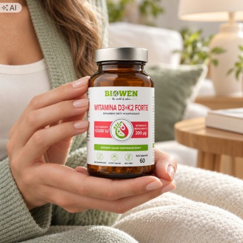 Biowen Witamina D3 + K2 Forte 12000 IU 60 kapsułek Suplement Diety