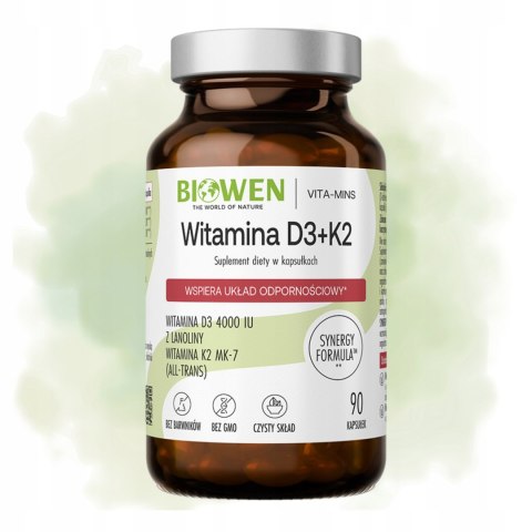 Biowen Witamina D3 + K2MK7 90 kapsułek Suplement Diety