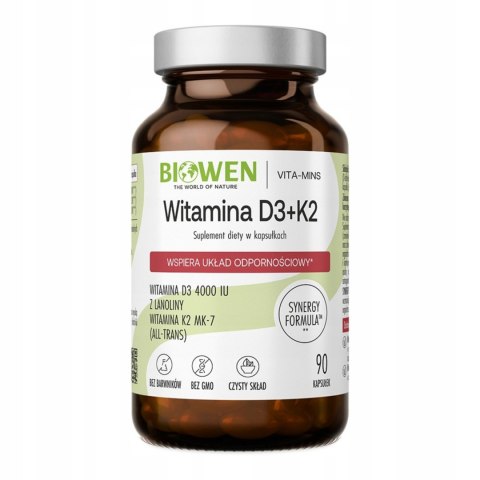 Biowen Witamina D3 + K2MK7 90 kapsułek Suplement Diety