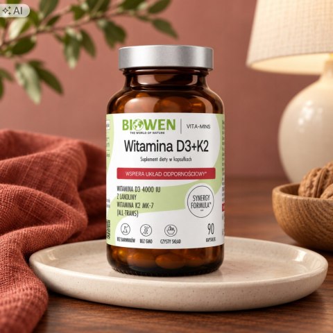Biowen Witamina D3 + K2MK7 90 kapsułek Suplement Diety