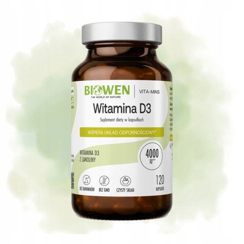 Biowen Witamina D3 z lanoliny 120 kapsułek Suplement Diety