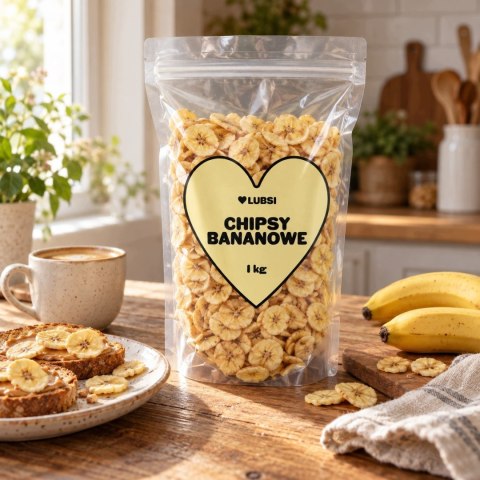 Chipsy bananowe 1kg LUBSI suszone banany naturalne przekąska wysoka jakość
