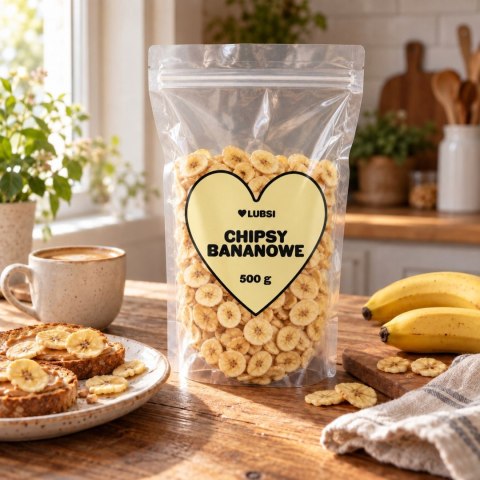 Chipsy bananowe 500g LUBSI suszone banany naturalne przekąska wysoka jakość