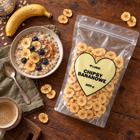 Chipsy bananowe 500g LUBSI suszone banany naturalne przekąska wysoka jakość