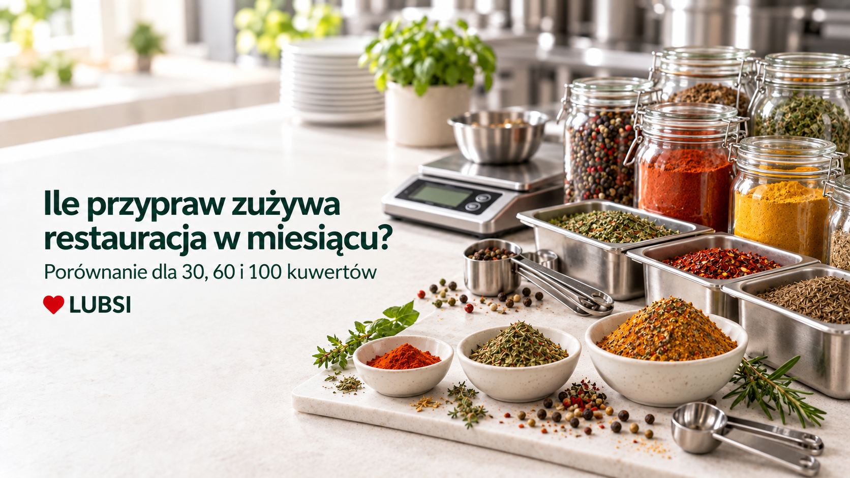 Ile przypraw zużywa restauracja w miesiącu? Tabela dla 30, 60 i 100 kuwertów dziennie