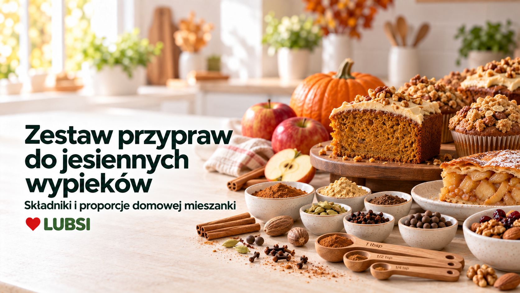 Zestaw przypraw do jesiennych wypieków: lista i proporcje domowej mieszanki ziół.